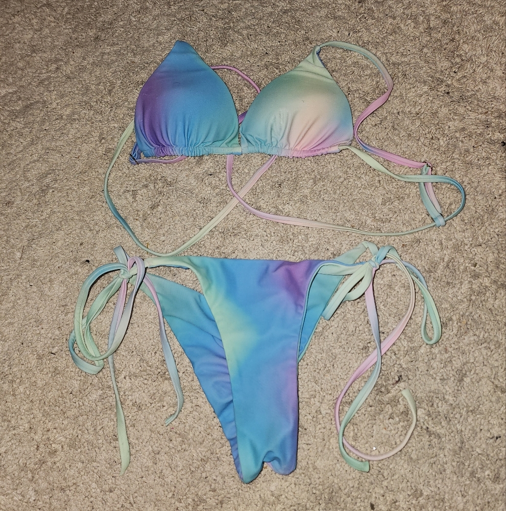 Rainbow Extra Cheeky Scrunch Butt Bikini Set